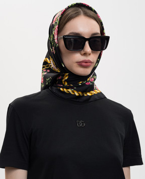 Dolce&Gabbana Black printed silk scarf FN090RGDDLM