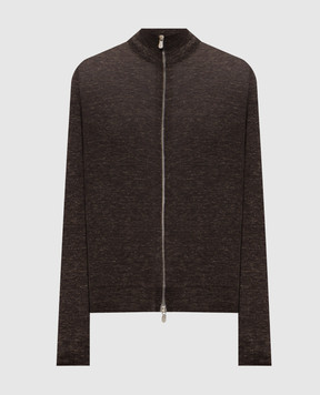 Brunello Cucinelli Brown melange cashmere, silk and linen cardigan MSY00106