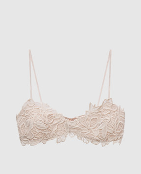 Ermanno Scervino Life Pink linen top with lace D484L608GQI