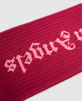 Palm Angels Children's pink socks with logo PGRA005F25KNI002