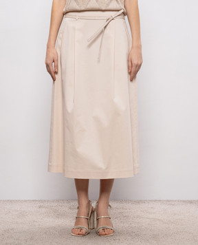 Peserico Beige midi skirt with belt P05699A01037