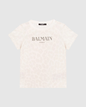 Balmain Children's beige printed T-shirt BY8C21Z3763