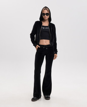 Sporty & Rich Black ribbed top with crystals TO11671326BA01