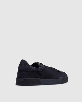 Dolce&Gabbana Blue suede sneakers with embossed logo A20205A0237