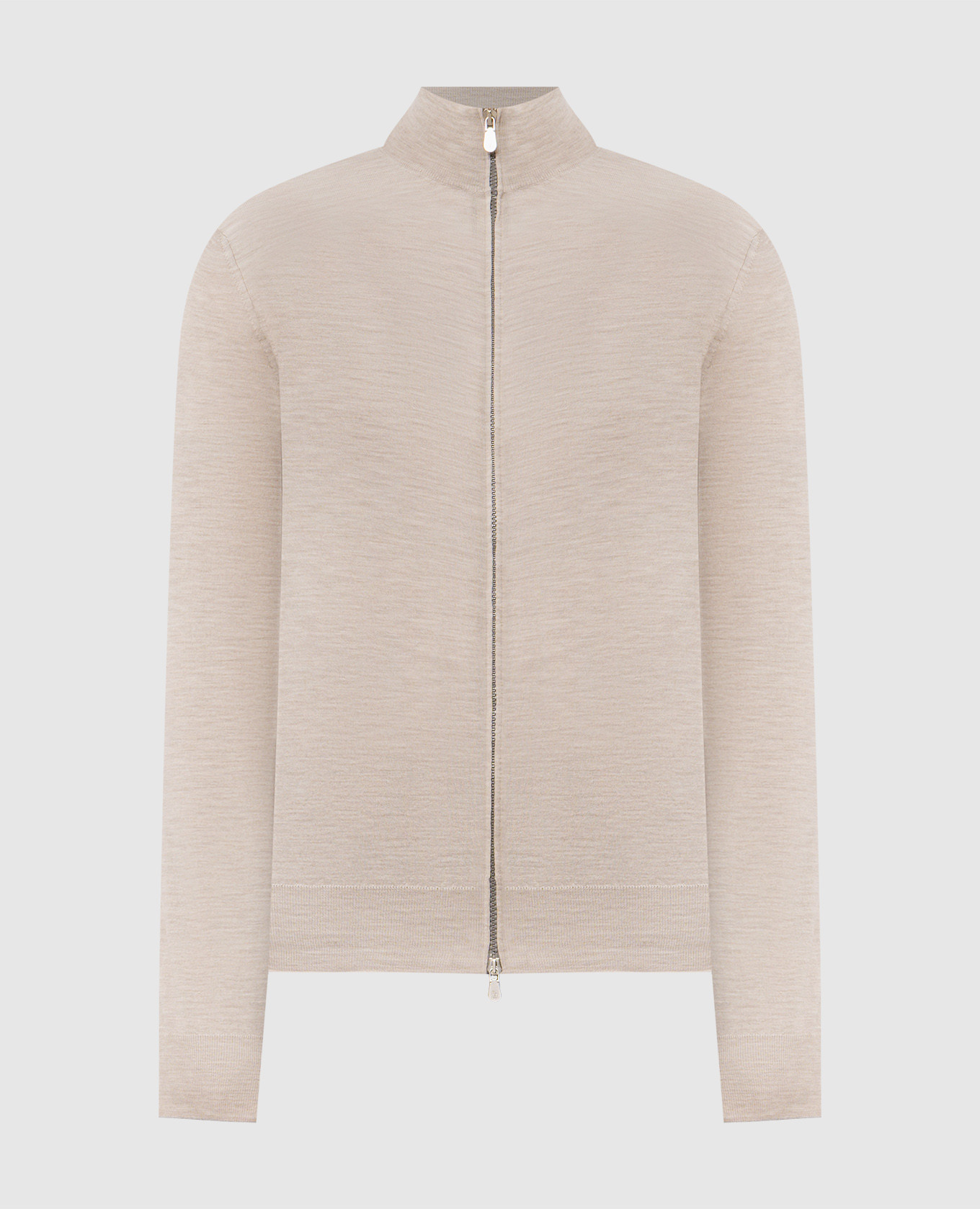 Beige melange wool and cashmere cardigan
