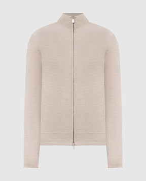 Brunello Cucinelli Beige melange wool and cashmere cardigan M2400106