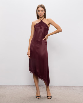 Solotre Burgundy dress with lace M1AC0054