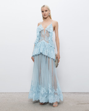 Montsand Blue lace dress with an open back D349
