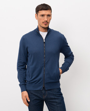 Canali Blue cardigan with cotton MK02054C1159