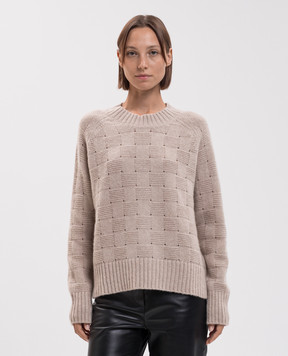 Allude Beige cashmere and silk patterned sweater 26577021