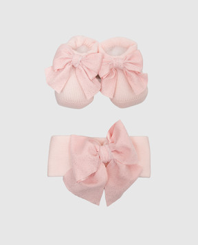 Story Loris Baby pink headband and booties set 21410