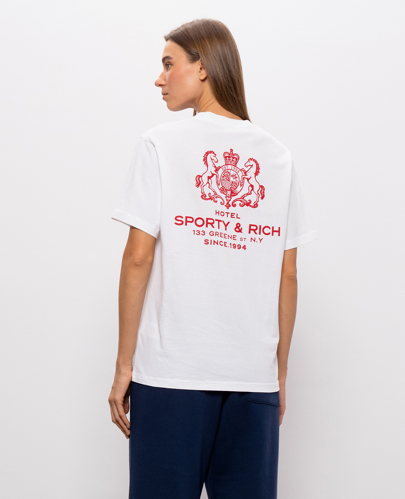White T-shirt with SR Hotel print Sporty & Rich 4