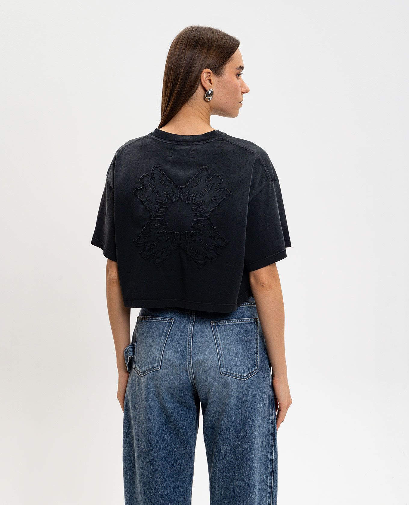 

Gray cropped T-shirt with monogram patch AMIRI, Grey