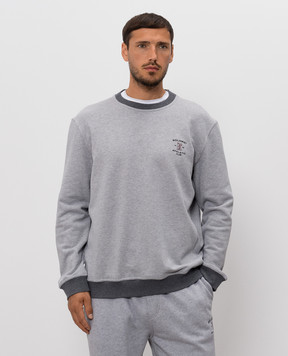 Brunello Cucinelli Grey melange sweatshirt with embroidery MM8263390G