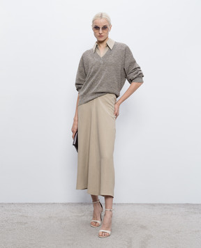 Brunello Cucinelli Beige midi dress with linen MH126A5426