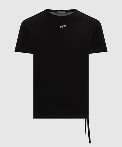 Zwart T-shirt met contrasterend borduurwerk