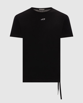 Ann Demeulemeester Black T-shirt with contrast embroidery B0014216FA206