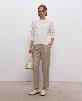 Peserico Ivory wool sweater with sequins A99835F07RL9100