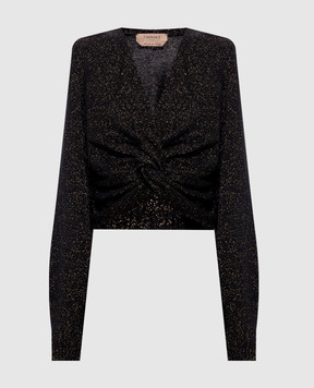 Twinset Black cropped wool and cashmere sweater 262TT3070