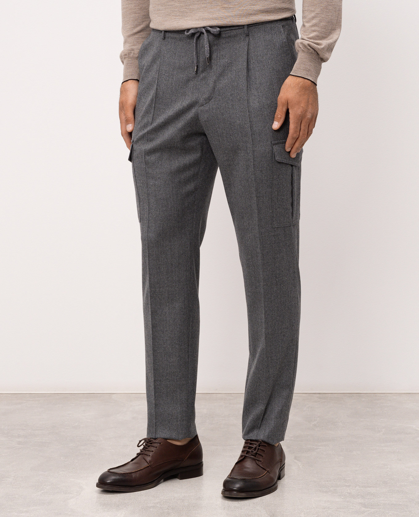 Grey wool cargo pants Peserico 3