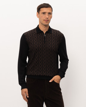 Stefano Ricci Black wool and silk polo shirt KE06017P30E26303