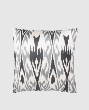 Les Ottomans Beige silk decorative pillow with abstract print SI2950X50DS