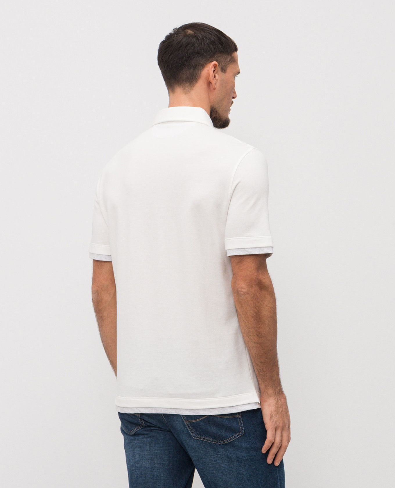 

White polo with layering effect Brunello Cucinelli