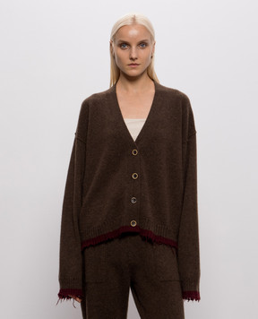 UMA WANG Brown cashmere cardigan UK7156