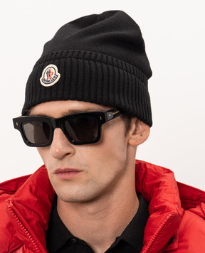 Moncler Black wool and cashmere hat L20913B00067M4281