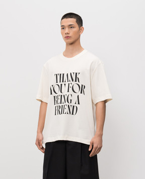 Ami Paris Ivory T-shirt with inscription UTS384726m
