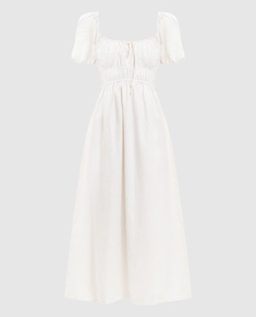 Faithfull Brigitte white linen midi dress FFC05WHT