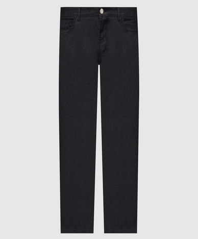Dark blue jeans with logo patch
