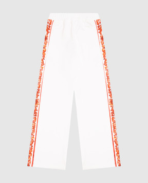 Dolce&Gabbana Children's white sweatpants with DG logo monogram embroidery L5JPI8G7P4K56