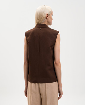 Twinset Brown linen vest 261AP2320