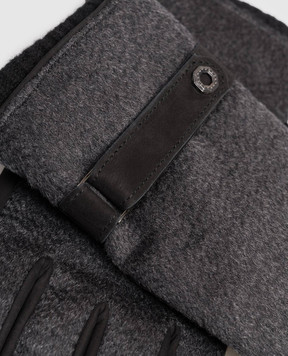 Stefano Ricci Grey cashmere and nubuck combination gloves M5G5300040WSMKTG