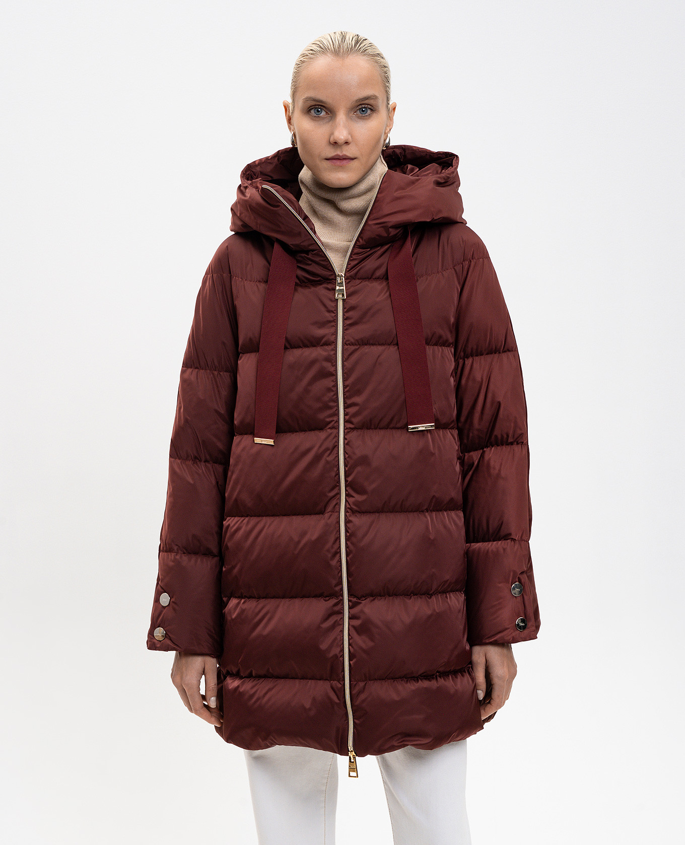 

Burgundy down jacket with logo Herno
