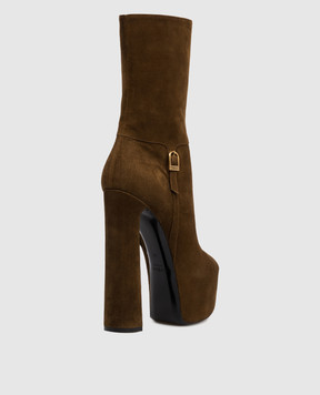 Saint Laurent Brown suede ankle boots NICO 8406720LI00