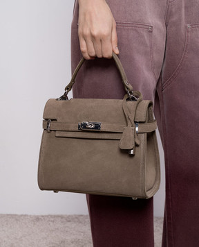 Gianni Notaro Brown suede satchel bag SUEDE 099SUEDENIKEL