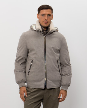 Brunello Cucinelli Beige wool down jacket with fur MM4701606