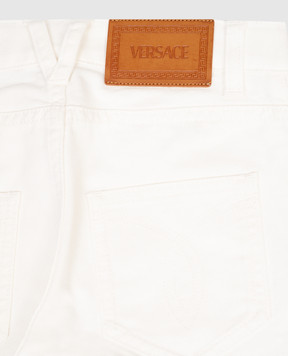 Versace Children's white jeans with logo patch 10183211A16917