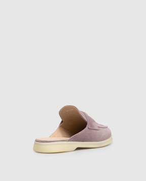 Babe Pay Pls Purple suede mules with logo engraving 231108ZA
