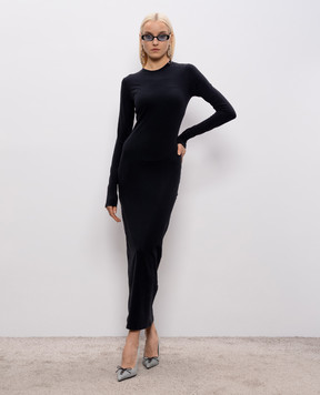 Vetements Black dress with logo embroidery WE76DR540B
