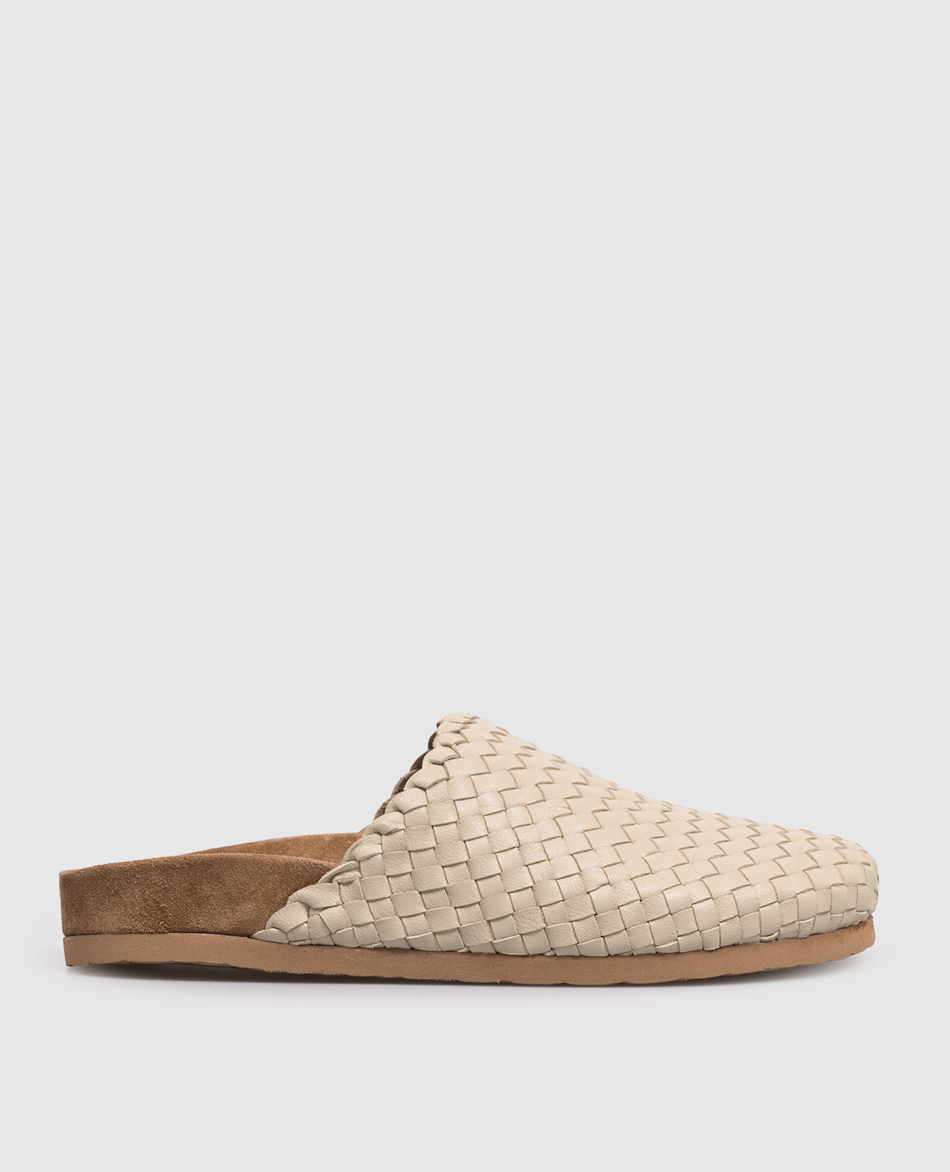 Khaki leather mules