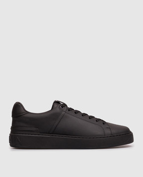 Balmain B-Court black leather sneakers with textured logo HM1VI288LVTR