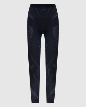 Off-White Blue leggings with logo pattern 2FH00405B