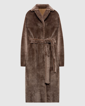 Babe Pay Pls Brown reversible sheepskin coat with belt 2231УКРMERINO