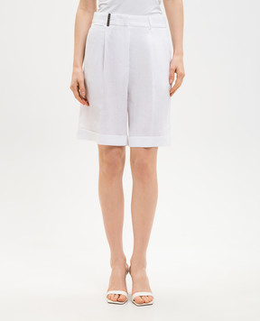 Peserico White linen shorts with lapels P0432102647