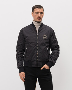 Dolce&Gabbana Black bomber jacket with heraldic logo patch G9ABPZGK292