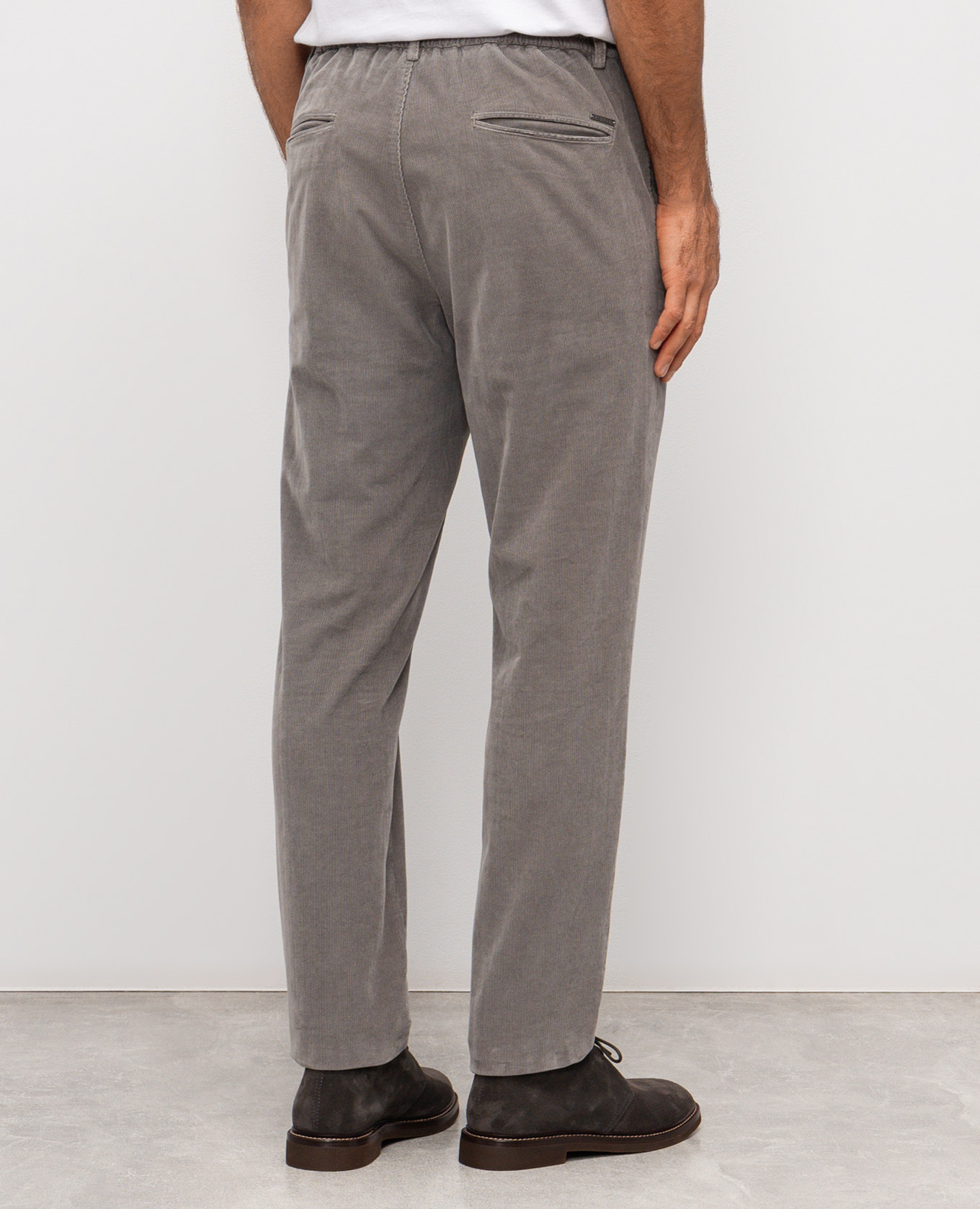 

Grey corduroy pants with logo Peserico