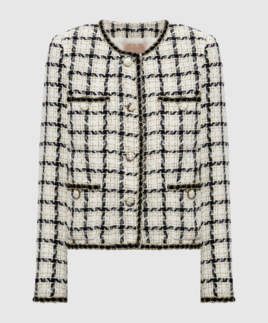 Ivory checked tweed jacket